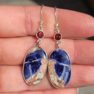Orange Sodalite & Garnet 925 Earrings